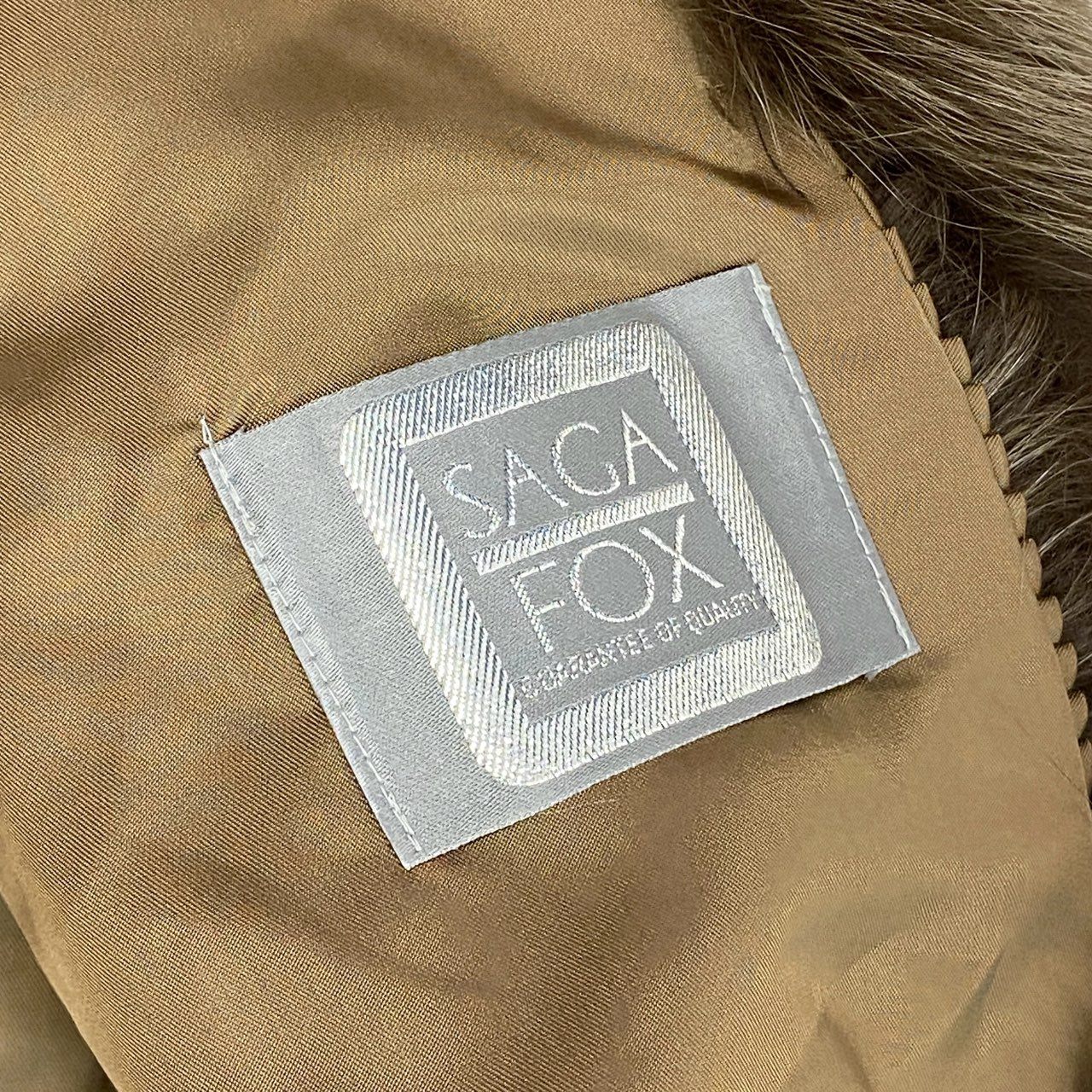 52k19 SAGA FOX サガフォックス 銀サガ 染め ブルーフォックス ファーコート 9 ブラウン 本毛皮 FOX FUR リアルファーt18r