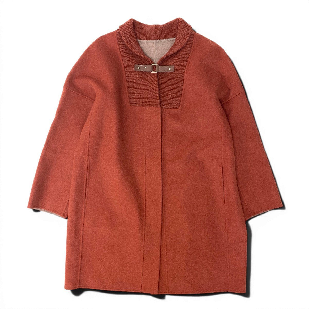 26f16【極美品】Leilian レリアン 今年タグ ロロピアーナ生地 スタンドカラーコート ウールコート アウター 11サイズ オレンジ ウール100％ レディース 女性用u02t