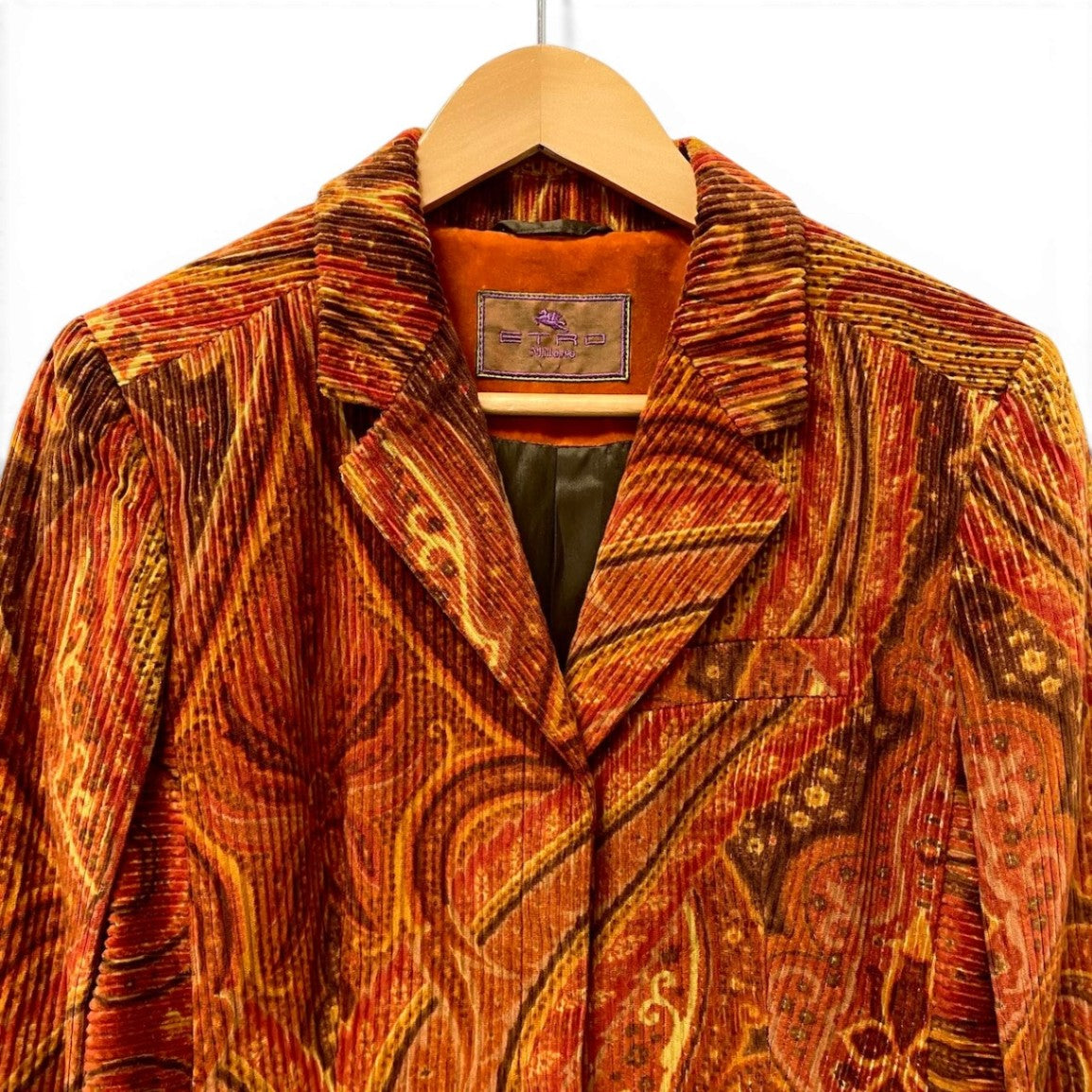 22f17 【美品】 ETRO エトロ コーデュロイジャケット テーラードジャケット ペイズリー柄 サイズ40 マルチカラー レディース 女性用u02t