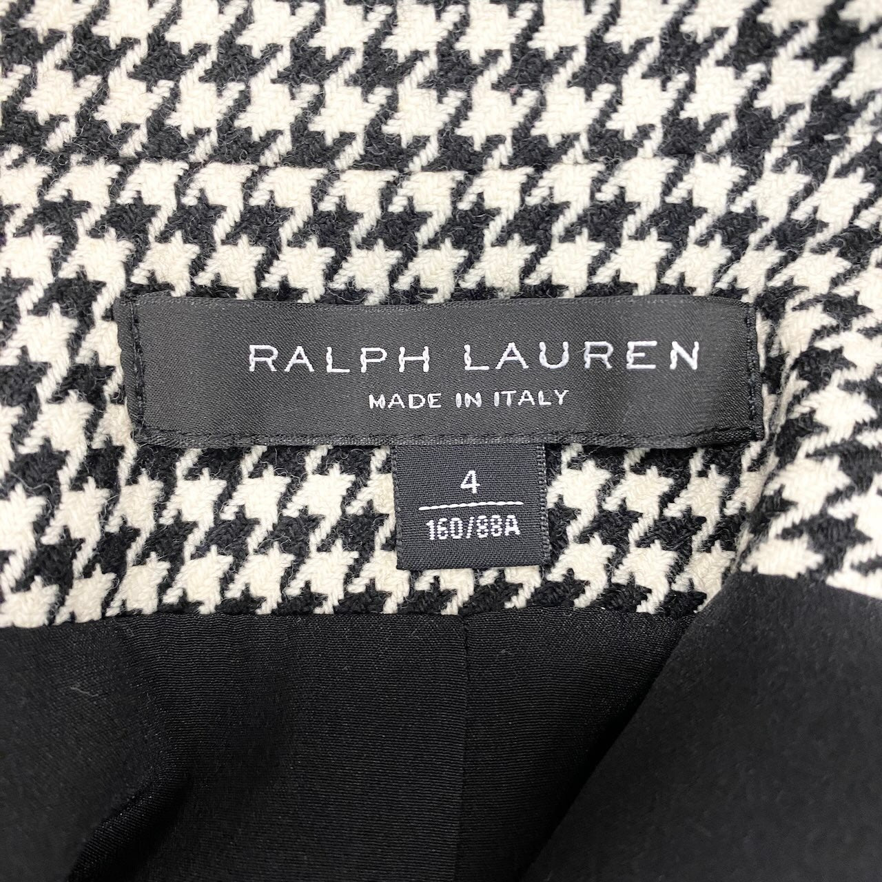 14g5 RALPH LAUREN ラルフローレン BLACK LABEL ブラックレーベル テーラードジャケット ウールジャケット 千鳥格子 イタリア製 4サイズ ブラック ホワイト ウール100％ レディース 女性用u02t