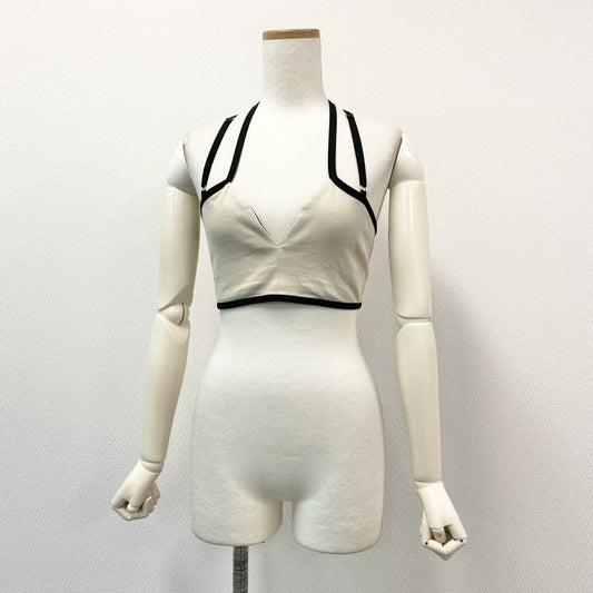 41h24《美品》 FUMIE TANAKA フミエタナカ cross bustier ビスチェ トップス 24ss FREE ブラック アイボリー レディースu02t