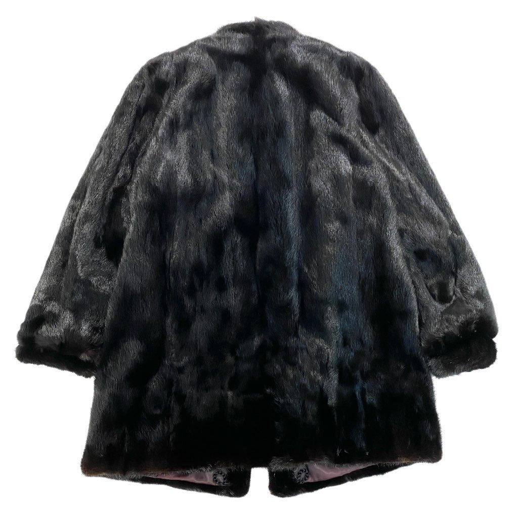 72L15 SAGA MINK サガミンク 金サガ ダークミンク ロングコート サイズF ブラック 最高級本毛皮 MINK FUR ポケット有t18r