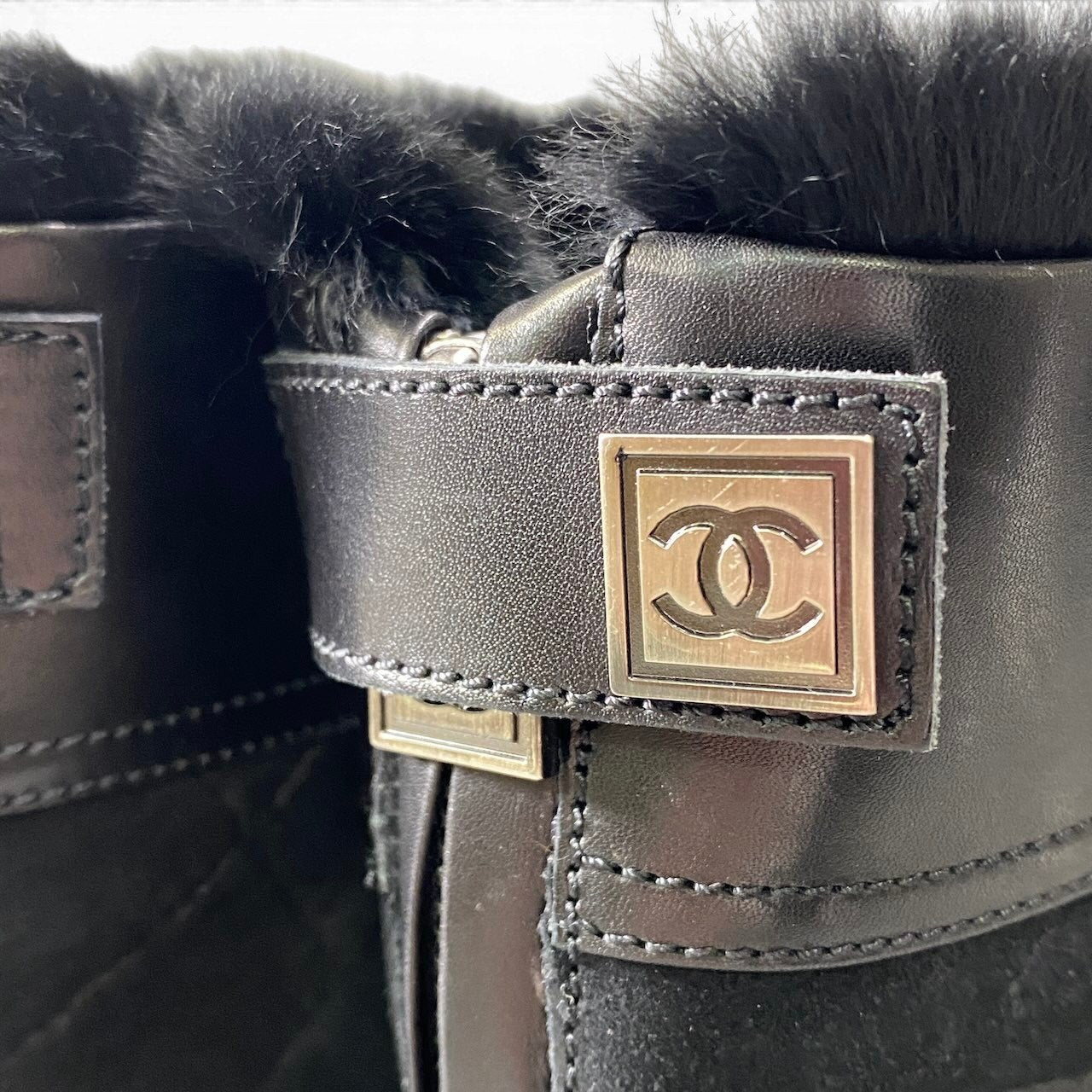 e8 CHANEL シャネル スポーツ バックジップ ミドルブーツ サイズ36 1/2 ココマーク レディースk02i