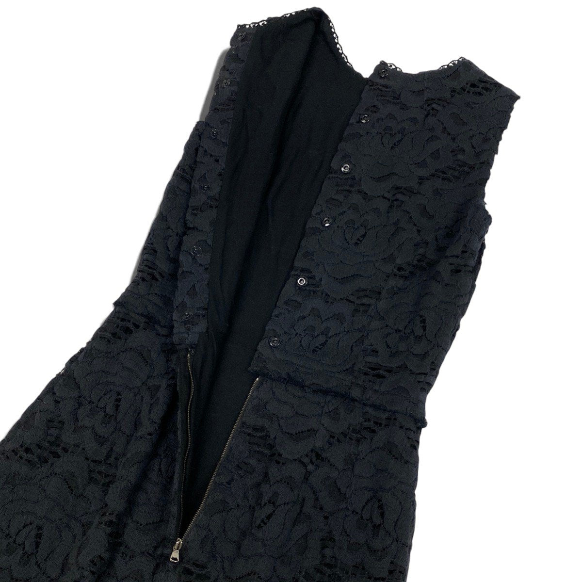 i4 DOLCE&GABBANA ノースリーブレースワンピース ドレス イタリア製 38サイズ ブラック レディース 女性用u02t