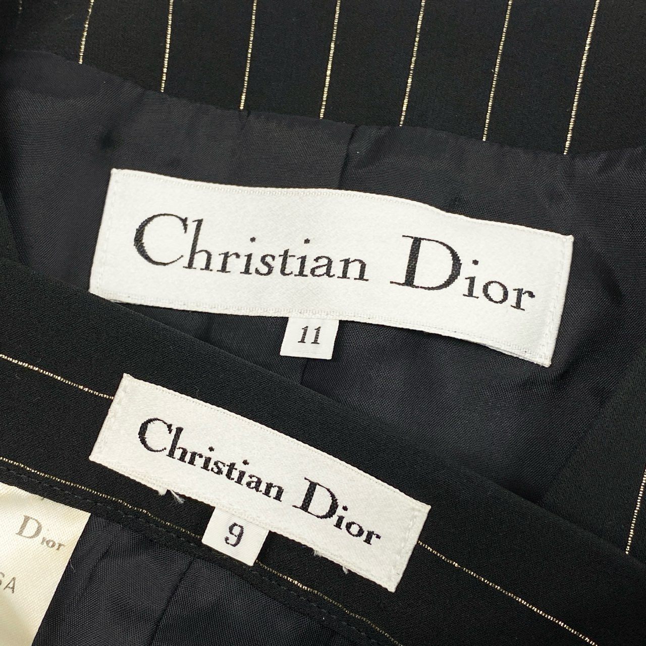 59L15 Vintage Christian Dior クリスチャンディオール ヴィンテージ オールド ダブルブレスト スカートスーツ セットアップ 装飾ボタン ジャケット 11 スカート 9 レディースu02t