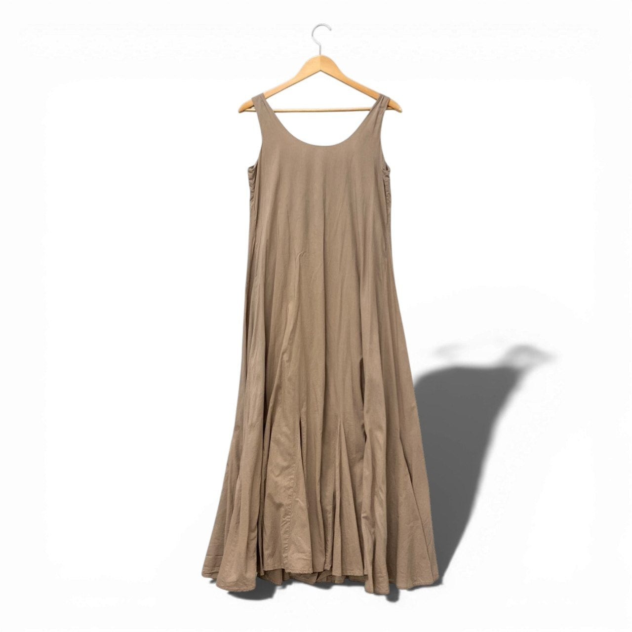 61c6 MARIHA マリハ ノースリーブワンピース フレアワンピース トップス ブラウン コットン レディースu02t