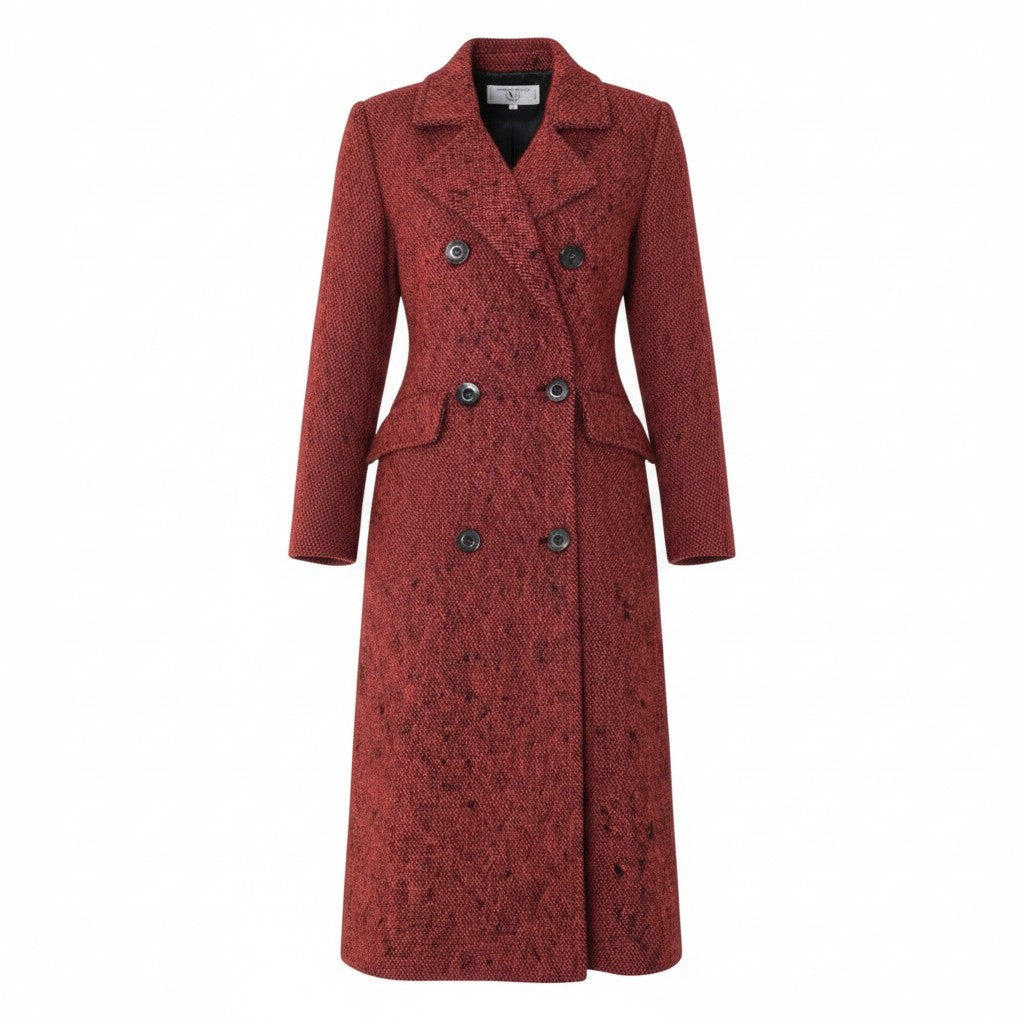91h3 【美品】Valentino garavani ヴァレンティノ・ガラヴァーニ チェスターコート ツイードコート ロングコート イタリア製 40サイズ レッド ウール100％ レディース 女性用u02t