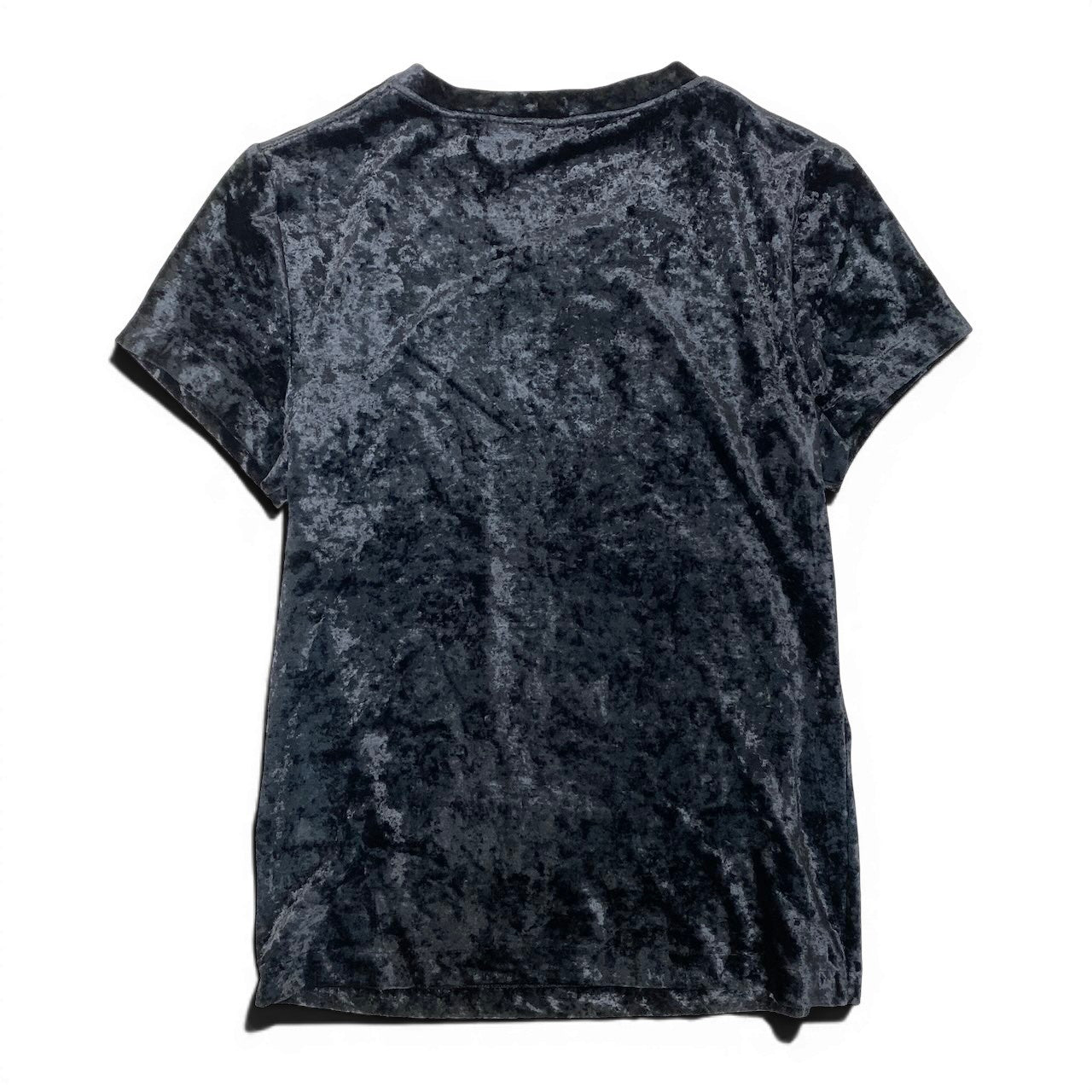 13f6 Yves Saint Laurent イヴサンローラン ラインストーン カサンドラ Tシャツ カットソー ベロア イタリア製 M ブラック レーヨン ポリエステル レディースo07t