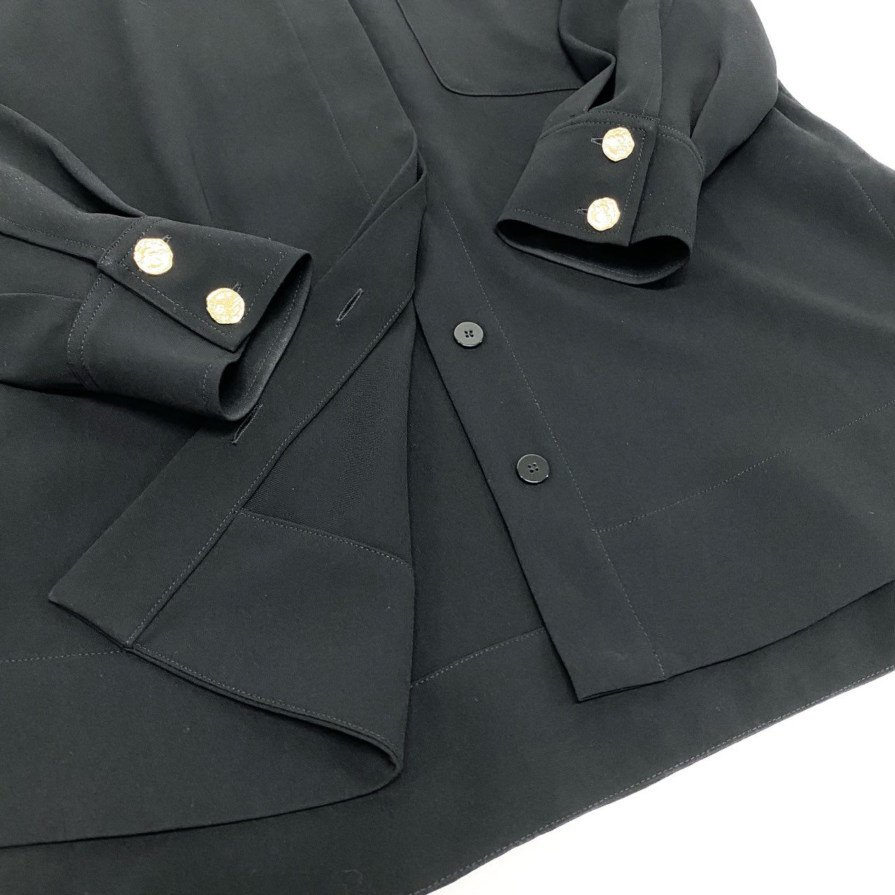 80k11 《美品》 MARINA RINALDI マリナリナルディ マックスマーラ セットアップパンツ 長袖シャツ チュニック 金ボタン テーパードパンツ ウエストゴム レディース 女性用 大きいサイズ 15 ブラックu02t