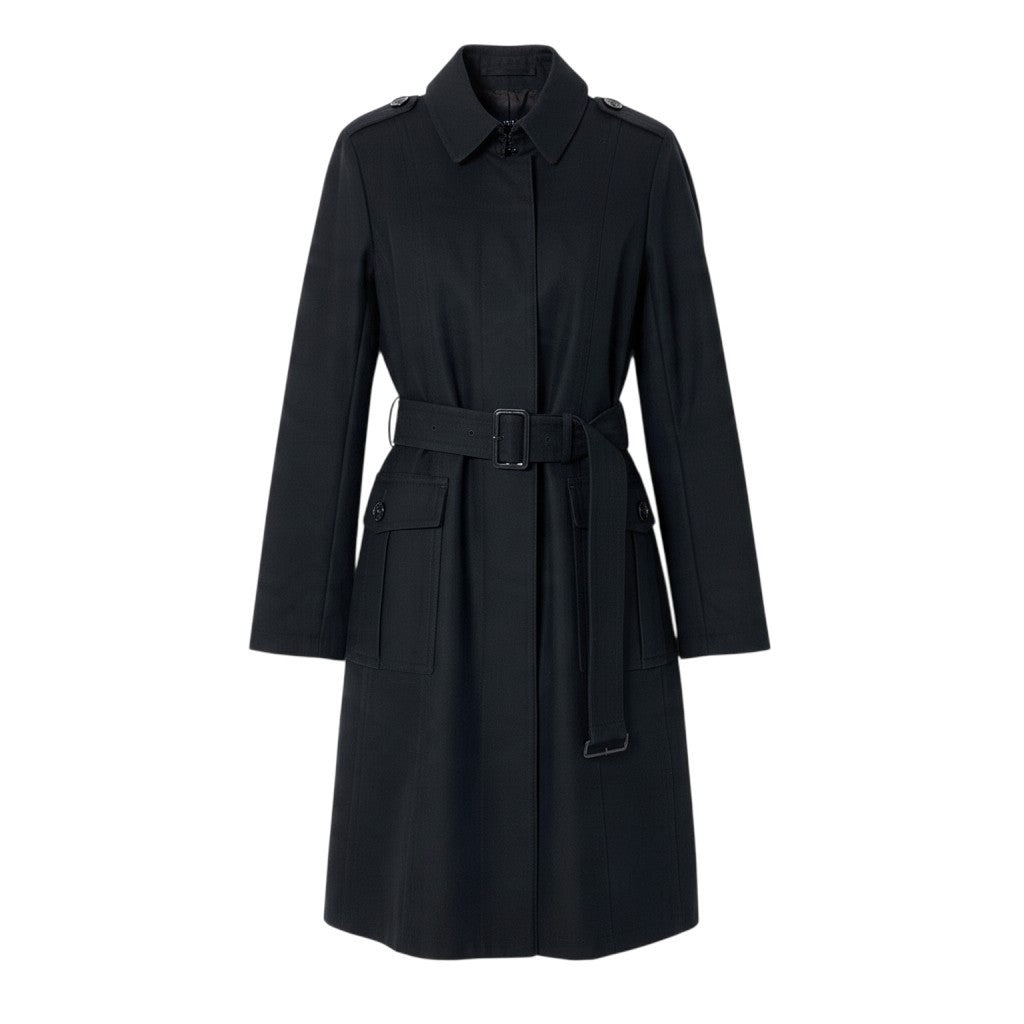 Ej23【美品】BURBERRY LONDON バーバリー ウールトレンチコート ロングコート アウター  40サイズ ブラック レディース 女性用u02t
