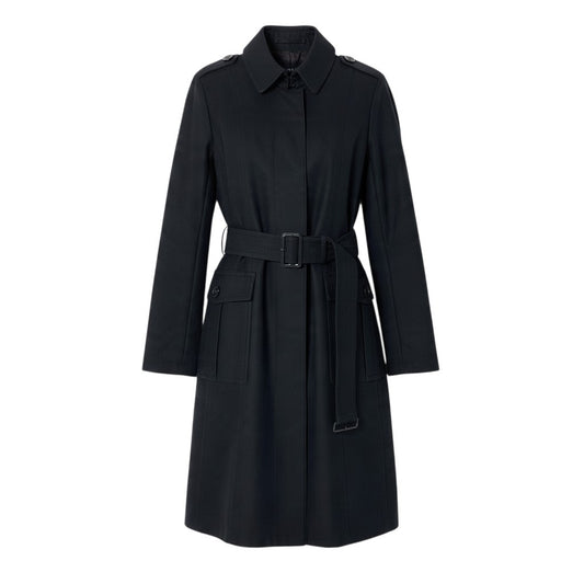Ej23【美品】BURBERRY LONDON バーバリー ウールトレンチコート ロングコート アウター  40サイズ ブラック レディース 女性用u02t