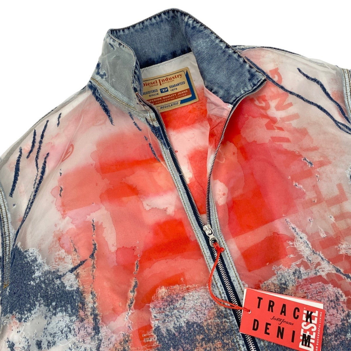 i25 【新品保管品】DIESEL 24SS D-Krap-Fse シースルーデニム トラックジャケット Mサイズ マルチカラー メンズ 男性用u02t