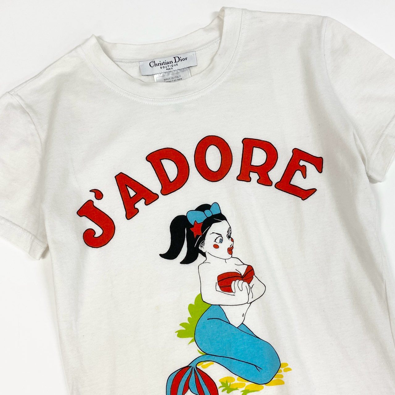 d7 Christian Dior クリスチャンディオール 2002 ガリアーノ期 半袖カットソー Tシャツ トップス 2A12155028 38 ホワイト コットン レディースta2