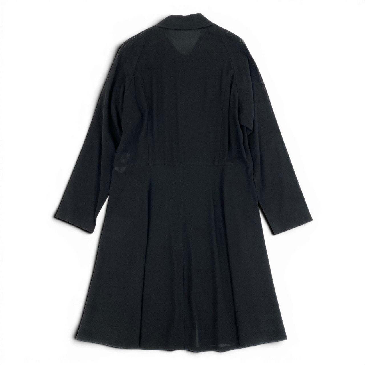 Ae7 Yohji Yamamoto ヨウジヤマモト ハーフジップ シアーロングコート ロングジャケット サイズ1 ブラック ウール100％ レディース 女性服u02t