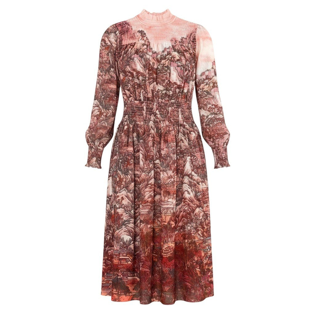 Ah28 VIVIENNE TAM Power Net Landscape Print Dress Size 38 Women'sk02i