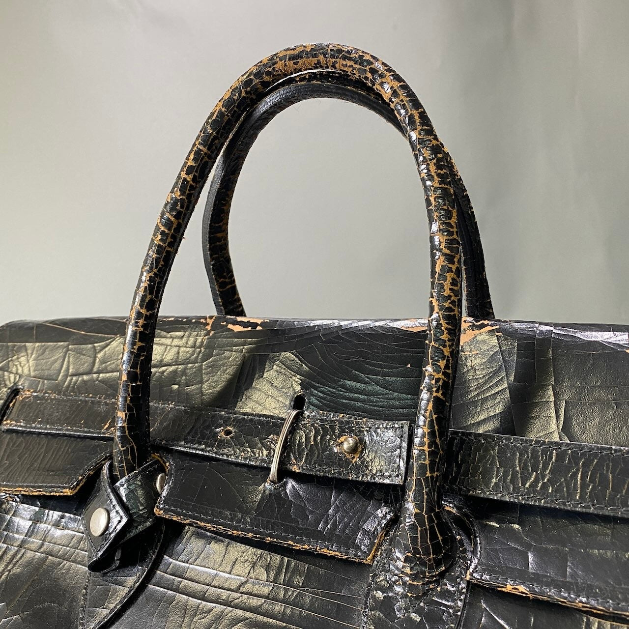 Bd23【希少品】 MARC MARMEL マークマーメル Herman ハーマン トートバック レザーバック クラック加工 大容量 Lサイズ ダークブラウン メンズ 紳士用k02i