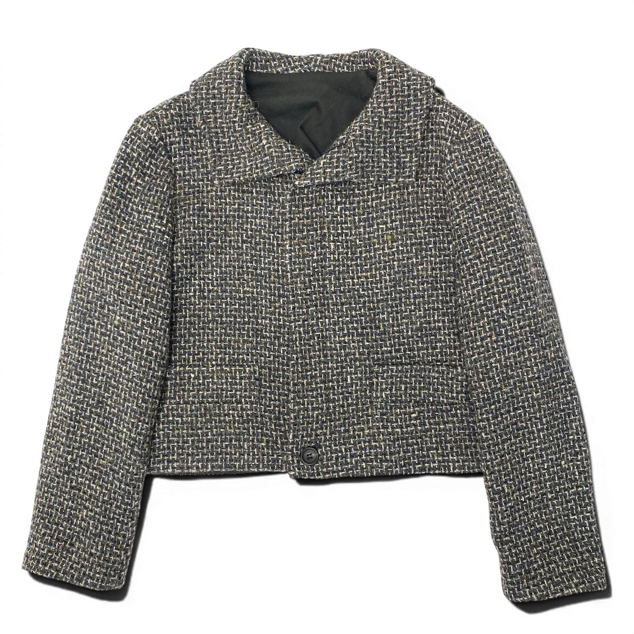7d24 【美品】Y’s YOHJI YAMAMOTO ワイズ ヨウジヤマモト ツイードジャケット ハイネック ショート丈 アウター 日本製 2サイズ マルチカラー レディース 女性用k02i