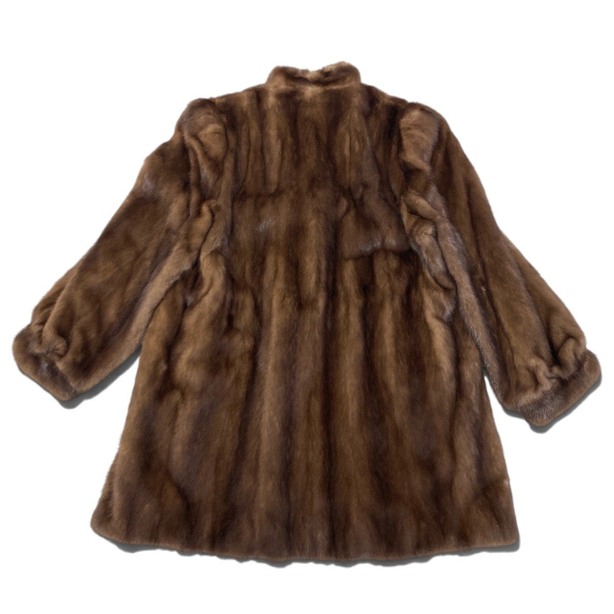 78i24 SIBERIAN FUR STORE デミバフミンク ファーコート サイズ13 茶系 本毛皮 Mink Fur Coat ウエストコード有 リアルファー 裏地刺繍t18r