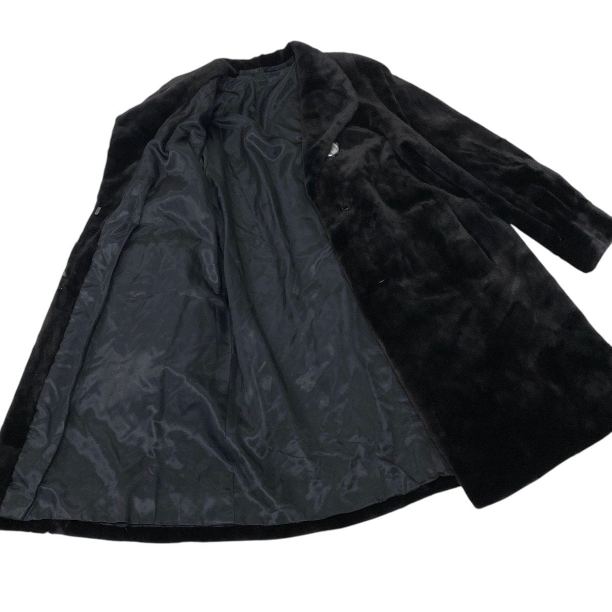 76i24 シェアードミンク ロングコート サイズF ブラック 本毛皮 Shared Mink Fur Long Coat リアルファーt18r