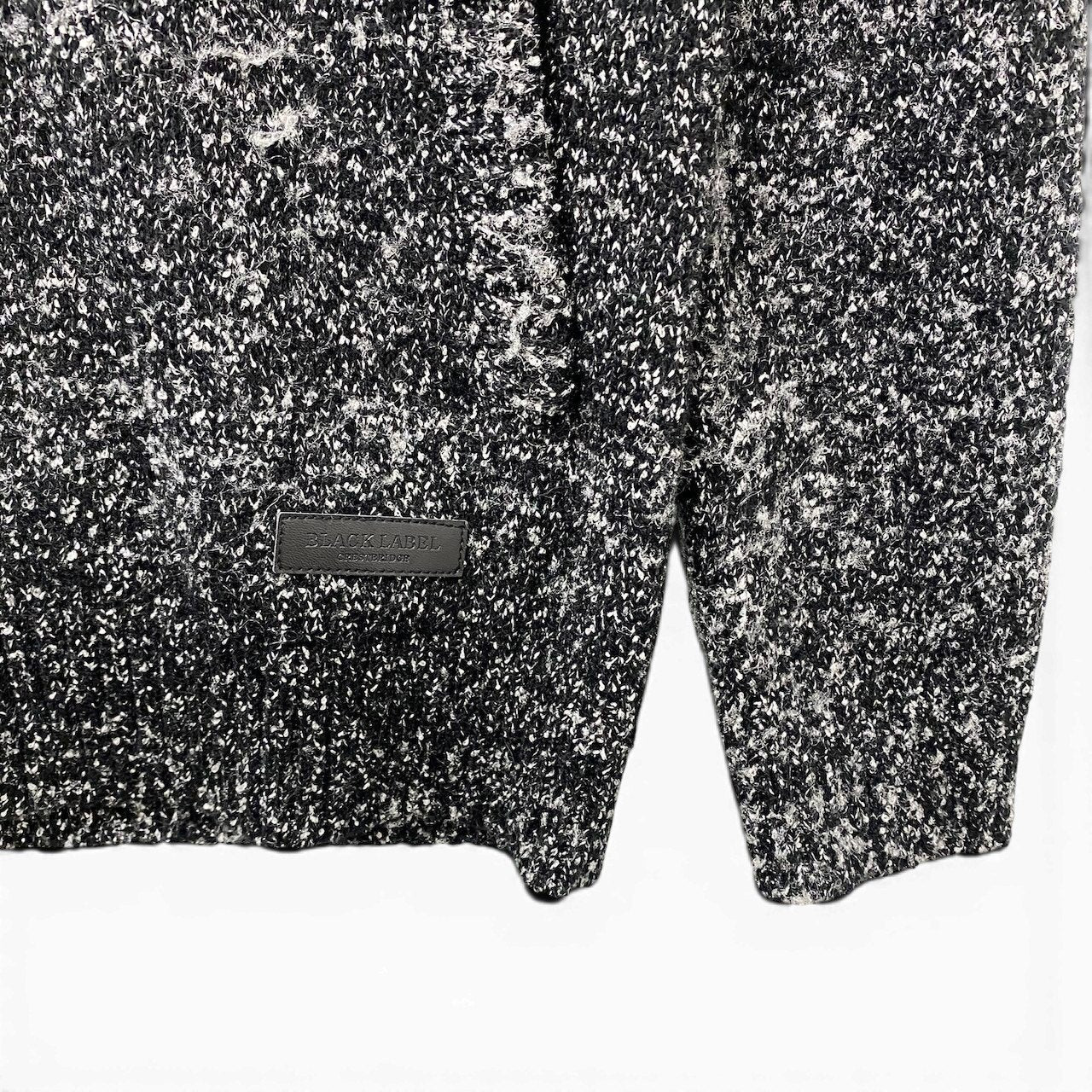 9f17【美品】 BLACK LABEL CRESTBRIDGE ブラックレーベルクレストブリッジ ショールカラー ニットカーディガン ミックスニット サイズＭ ブラック ホワイト メンズ 紳士服u02t