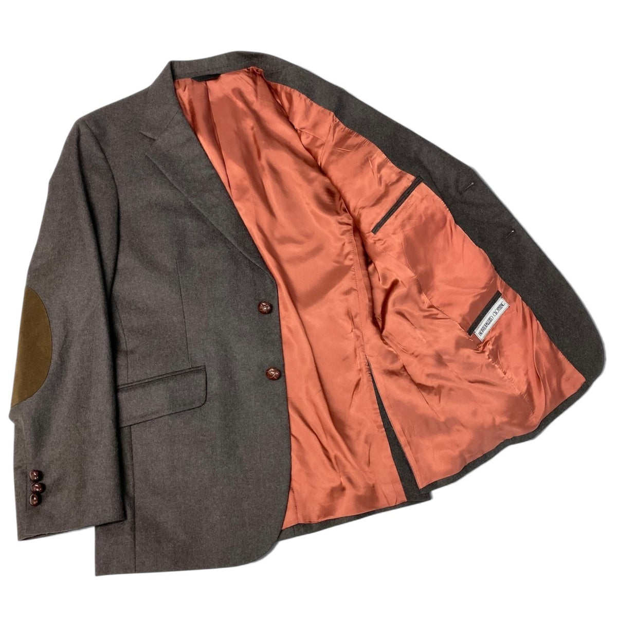 90j27 INDIVIDUALIZED CLOTHING インディビジュアライズド クロージング テーラードジャケット シングル 2B エルボーパッチ サイズ38 ダークブラウン メンズo07t