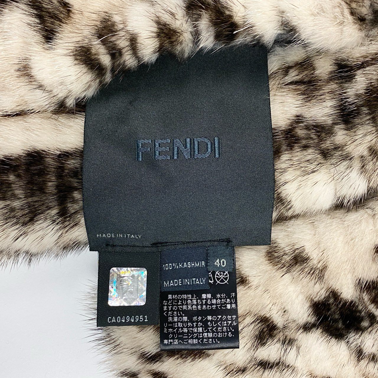 Ib9 FENDI フェンディ レオパード柄染めミンク カシミヤ100％ リバーシブル ミンクコート 毛皮コート 40 ミンク カシミア レディースta1