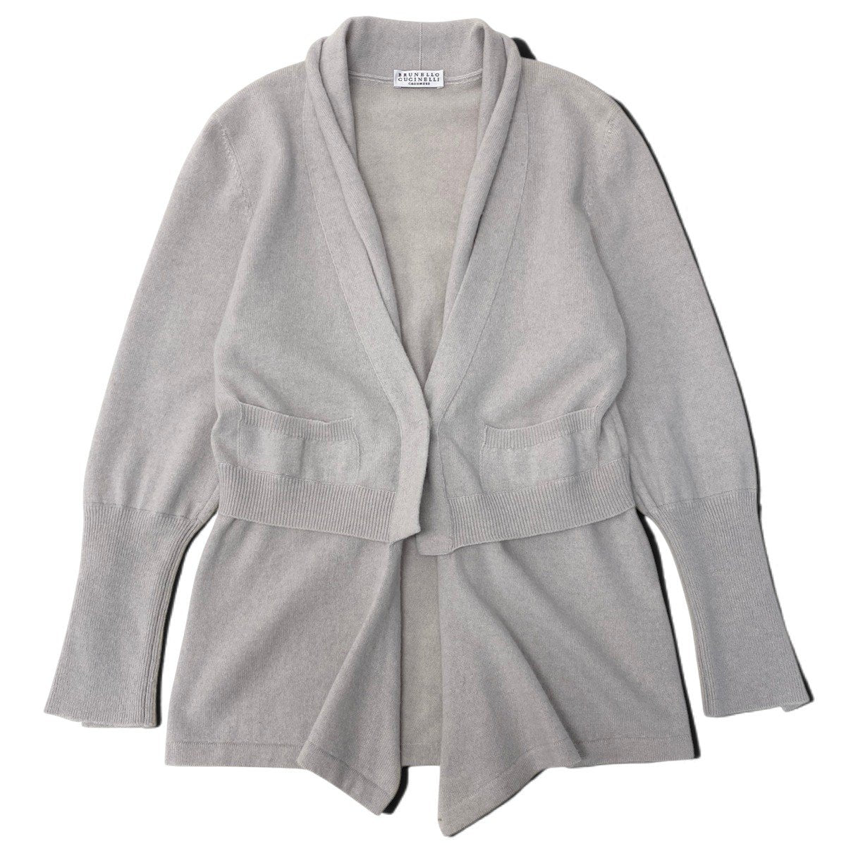 i27 BRUNELLO CUCINELLI カシミヤニットカーディガン レイヤードデザイン Vネック Mサイズ アイボリー カシミヤ100％ レディース 女性用u02t