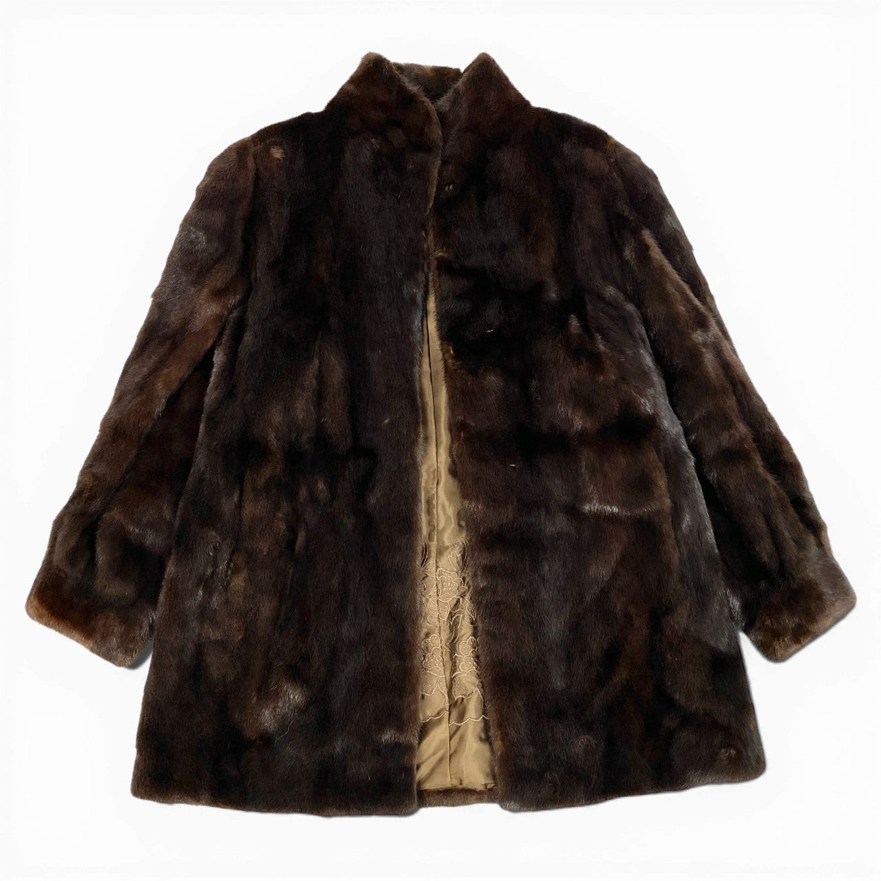 73a21 PRELIOT デミバフミンク ロングコート サイズ13 ブラウン 本毛皮 Mink Fur Long Coat 毛並み◎t18r