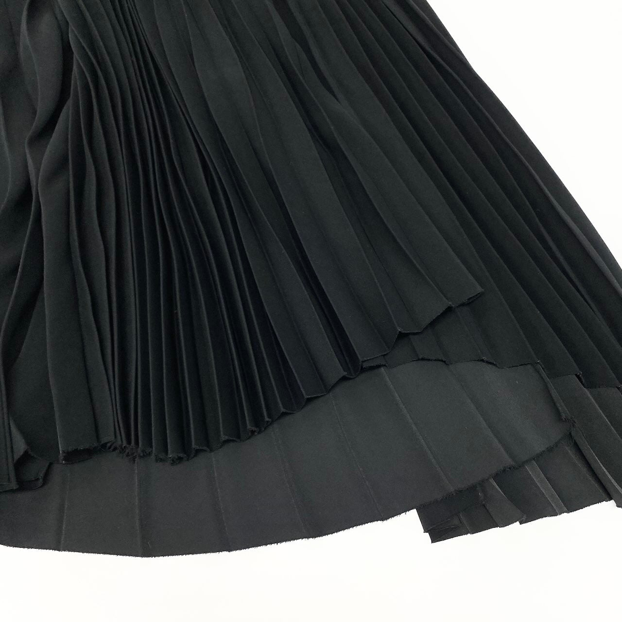Ic30 BALENCIAGA バレンシアガ プリーツスカート ラップスカート風  アシンメトリーデザイン ウエストロゴ レディース 女性服 サイズ34 ブラック ポリエステル100％u02t