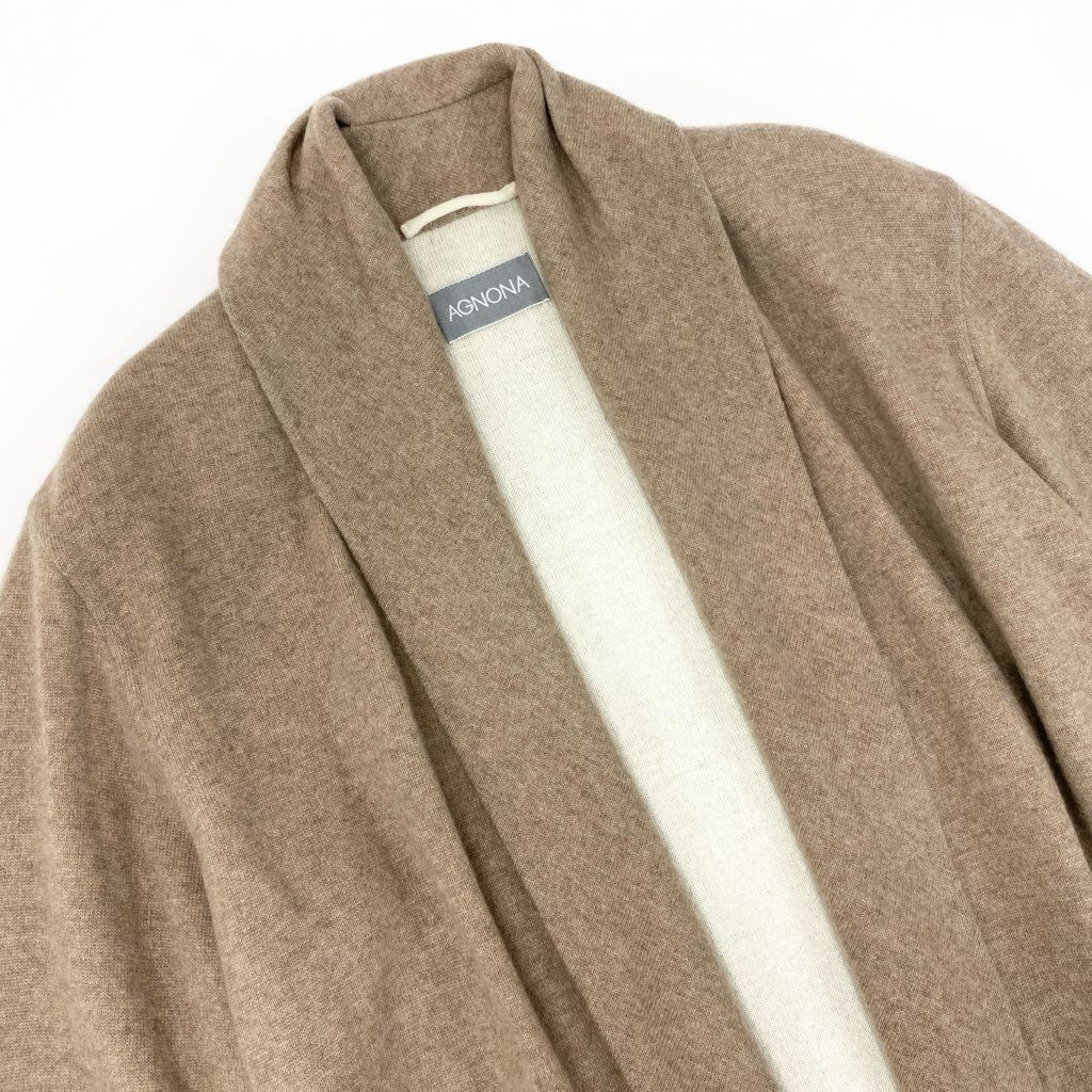 3l27《美品》 AGNONA アニオナ カシミヤ × シルク カーディガンコート サイズ44 ベージュ 画像参照 CASHMERE SILK COATt18r