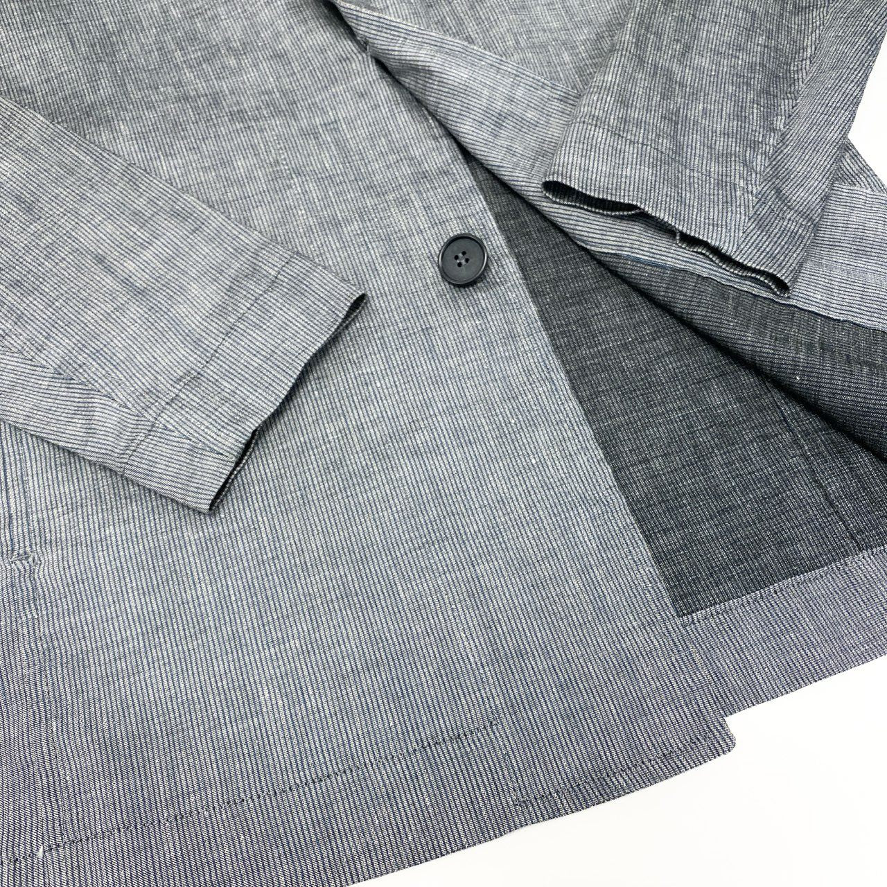 61k28 GIORGIO ARMANI ジョルジオアルマーニ 薄手ジャケット  ロング丈ジャケット リネン混紡 48 グレー ブルー メンズu02t