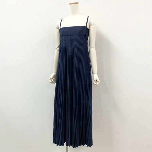 20j6 HYKE ハイク TAFFETA PLEATED MAXI DRESS プリーツ キャミワンピース ドレス 231-16171 045 1 ネイビー 日本製 レディースo07t