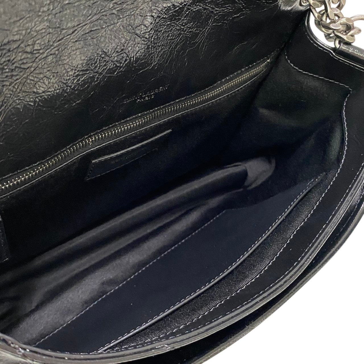 YVES SAINT LAURENT イヴサンローラン YSL Niki ニキ チェーンショルダー 2way バッグ ブラック シルバー レザー レディースta1