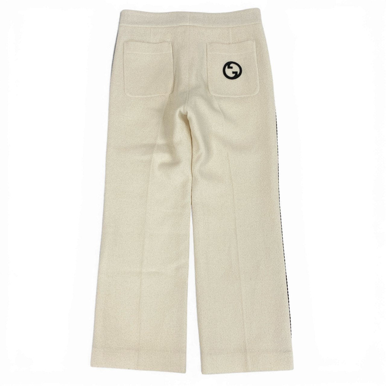 64b11【美品】GUCCI グッチ ツイードスラックスパンツ サイドライン インターロッキングG ボトムパンツ 48サイズ アイボリー メンズ 男性用k02i