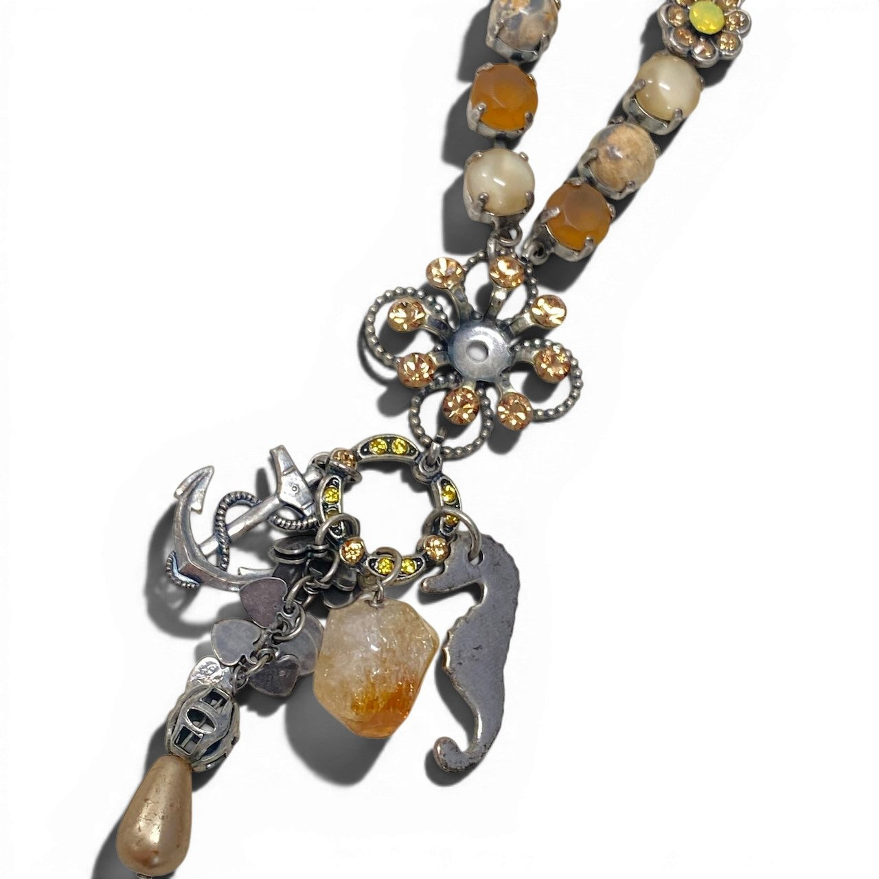 g16⑥ 《 3点セット》 Mariana マリアナ 天然石 × クリスタル ビジューネックレス アクセサリー ジュエリー アンティークt18r