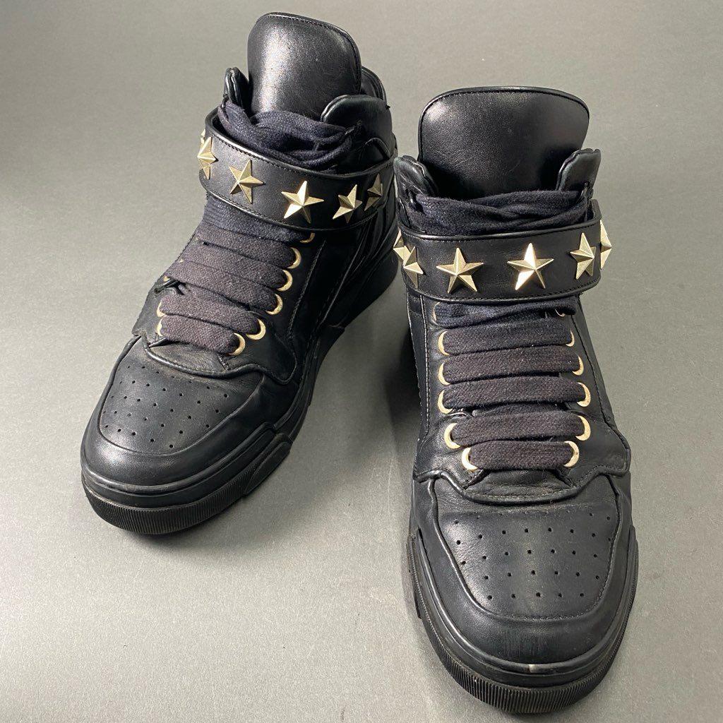 1f2 GIVENCHY ジバンシィ Tyson Stars Hi タイソンスターズ ハイカットスニーカー 43 ブラック レザー イタリア製 シューズ ジバンシー