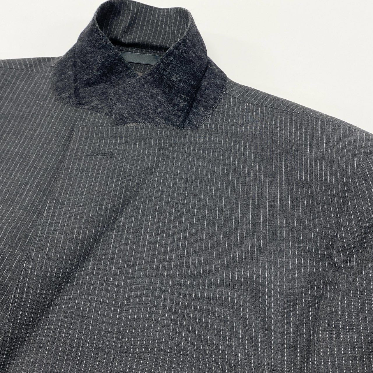 28k6 VERSACE COLLECTION ヴェルサーチ コレクション セットアップ スーツ ビジネス フォーマル 裏地総柄 ストライプ 48 グレー ウール メンズo07t