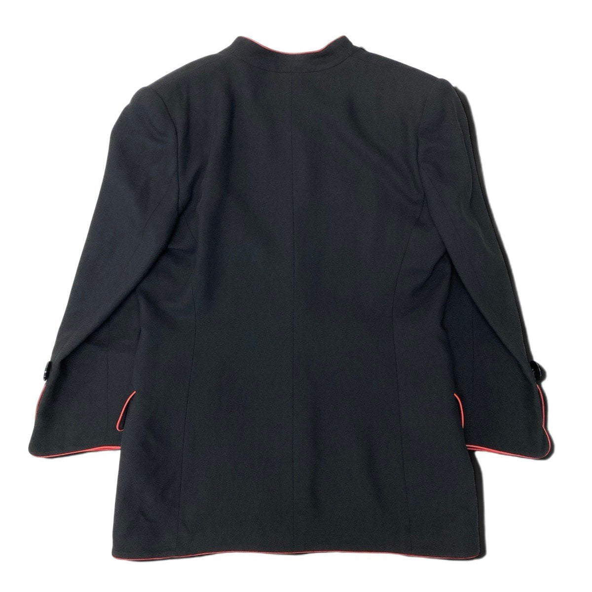 54h21 Christian Dior クリスチャンディオール ノーカラージャケット テーラードジャケット パイピングデザイン サイズL ブラック レッド レディースo07t