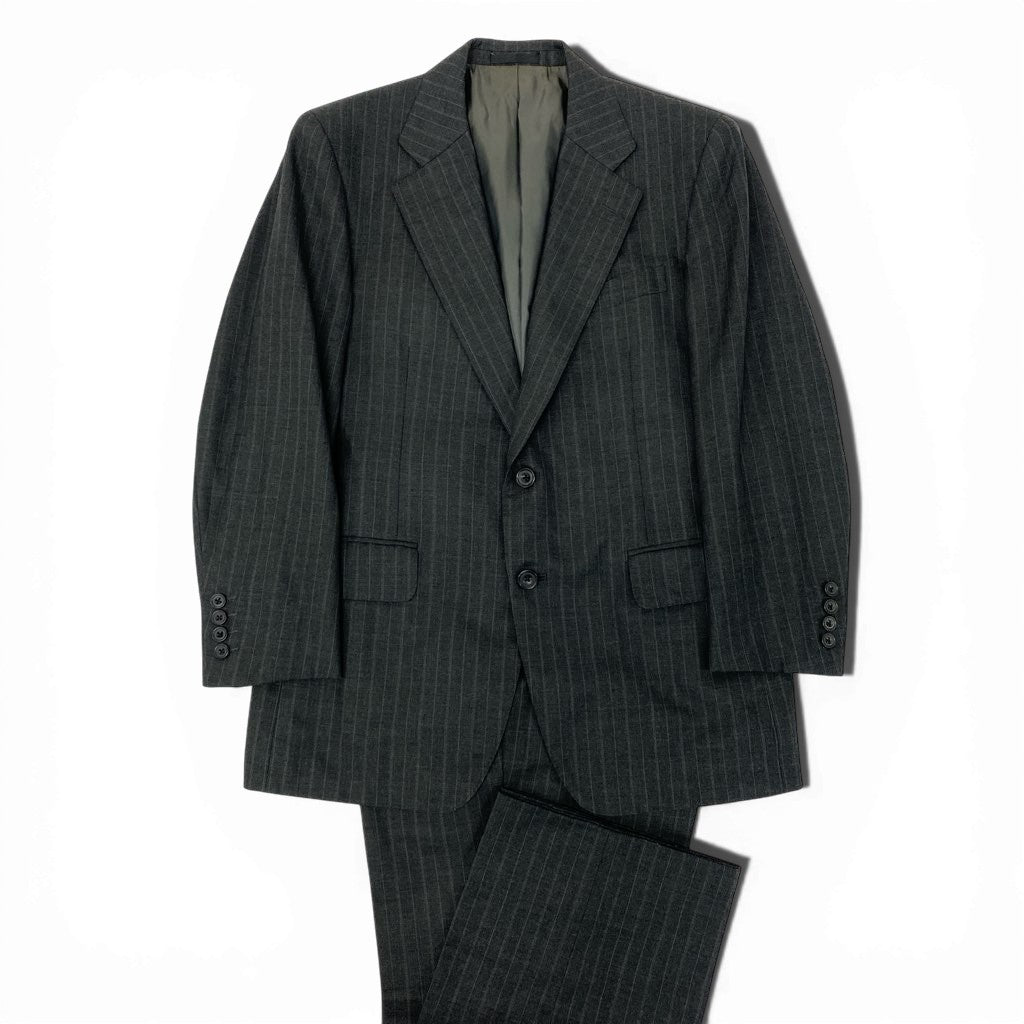 54l28 Burberrys バーバリーズ スーツセットアップ テーラードジャケット スラックスパンツ ストライプ 94-84-165 AB4 グレー ウール100％ メンズ 男性用o07t