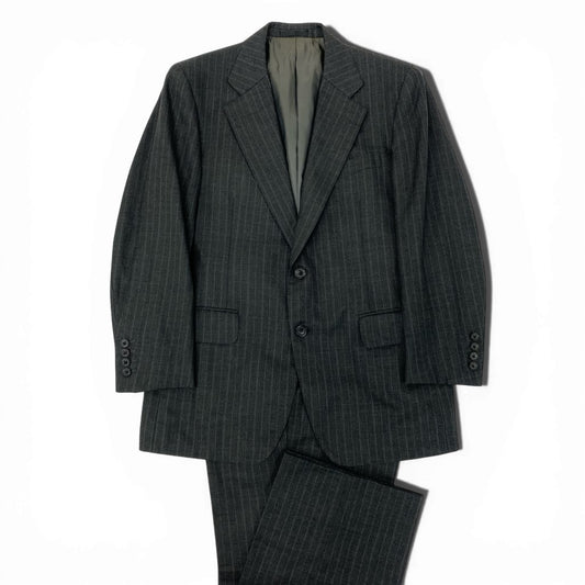 54l28 Burberrys バーバリーズ スーツセットアップ テーラードジャケット スラックスパンツ ストライプ 94-84-165 AB4 グレー ウール100％ メンズ 男性用o07t