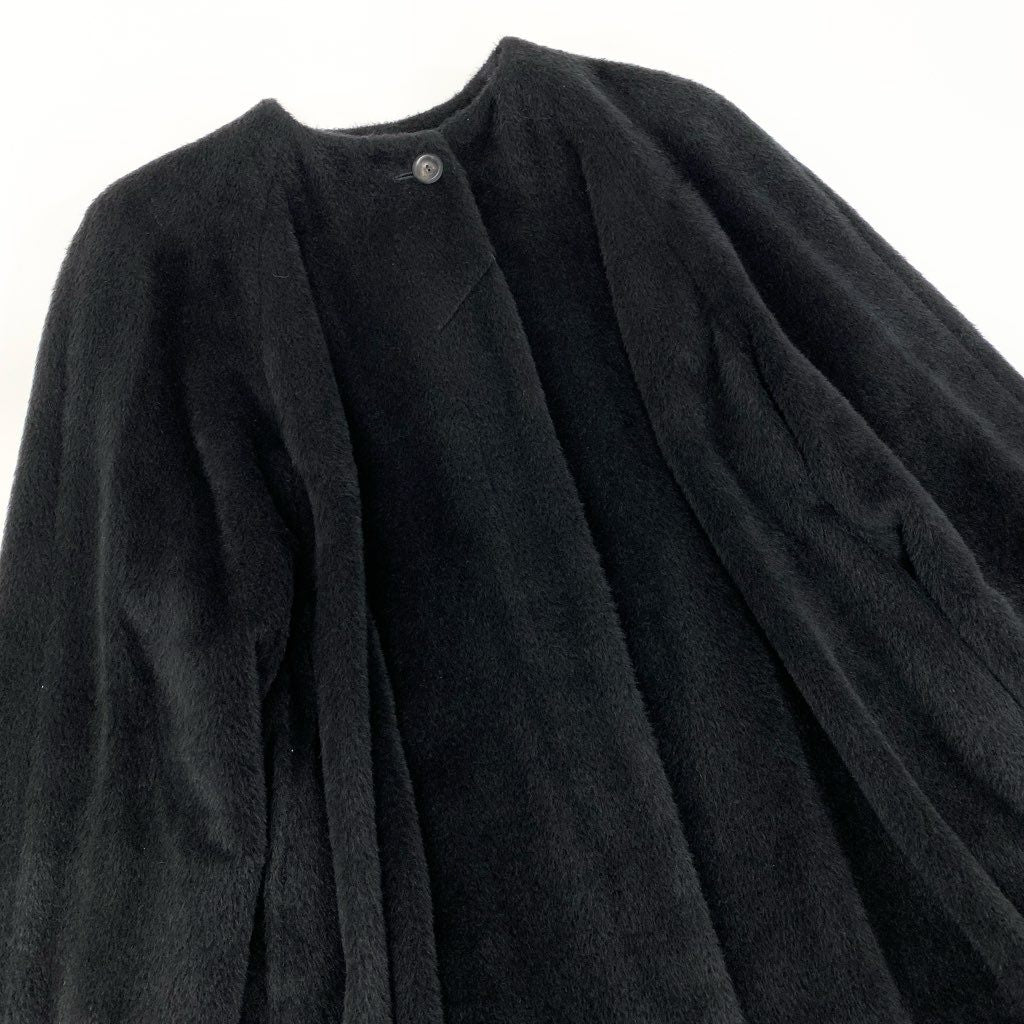 43l25《未使用保管品》定価27万 AGNONA アニオナ アルパカ ウール ロングコート サイズ44 ブラック イタリア製 タグ付きt18r