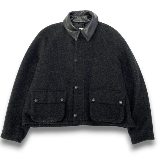 17c7 John Partridges ジョンパートリッジ レザー切替 クロップドウールジャケット ウールショートジャケット サイズS グレー メンズ アウターk02i