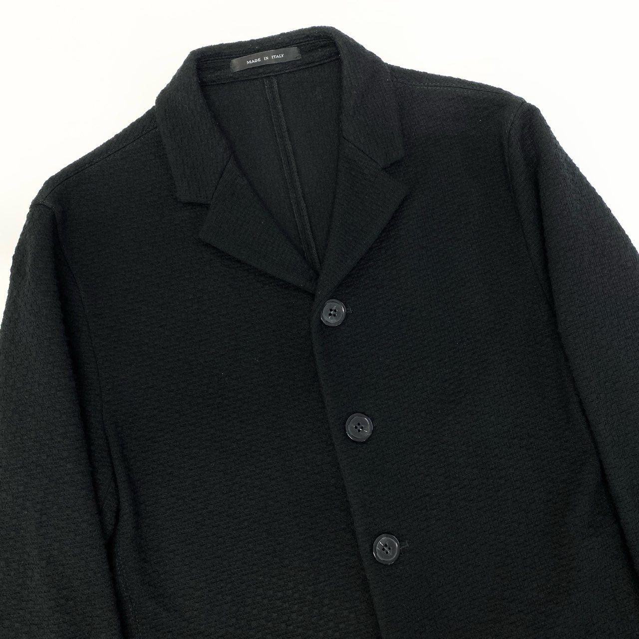 60c6 EMPORIO ARMANI エンポリオアルマーニ テーラードジャケット ブレザー エンボス加工 48サイズ ブラック メンズ 男性用u02t