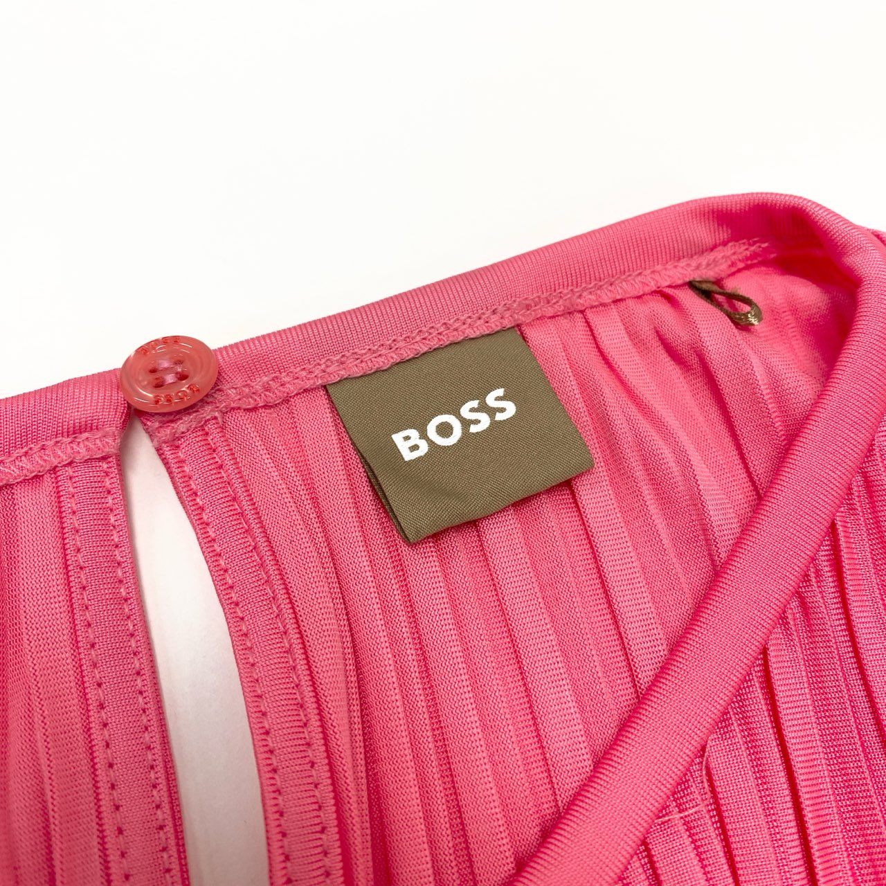 41h24 HUGO BOSS ヒューゴボス プリーツ加工 ノースリーブワンピース ウエストマーク ドレス  10241107 G Lサイズ相当 ピンク 画像参照 レディースo07t