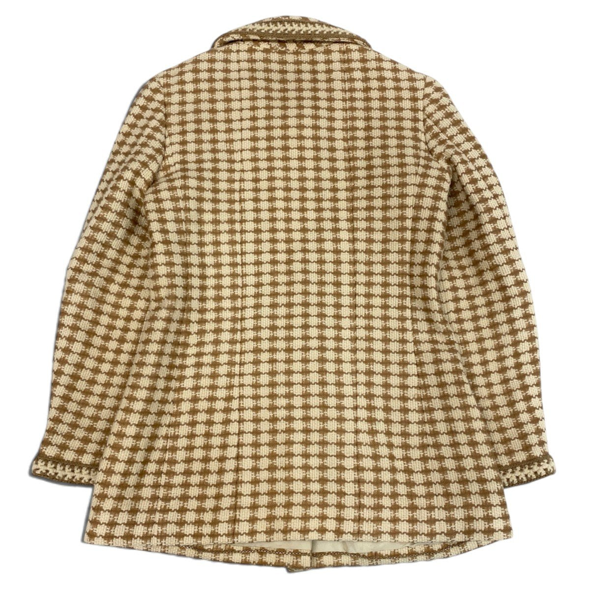 i22 CHANEL シャネル 00A 千鳥格子 ドット柄ボタン ツイードコート Vintage Polka Dot button Tweed Coat P16535 Size40 ベージュt18r