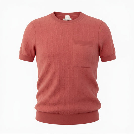 32a29 HERMES エルメス 半袖ニットセーター トップス エンボス加工 カシミヤシルク混 イタリア製 34サイズ オレンジ レディース 女性用o07t