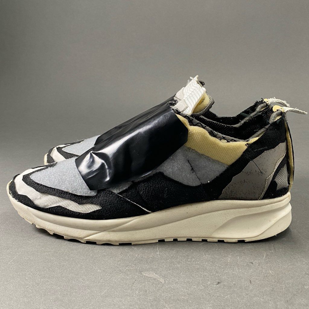 7f4 Maison Martin Margiela メゾンマルタンマルジェラ Descontructed Sneakers 再構築リペアハイテクトレーナー ローカットスニーカー 43 ブラック グレー