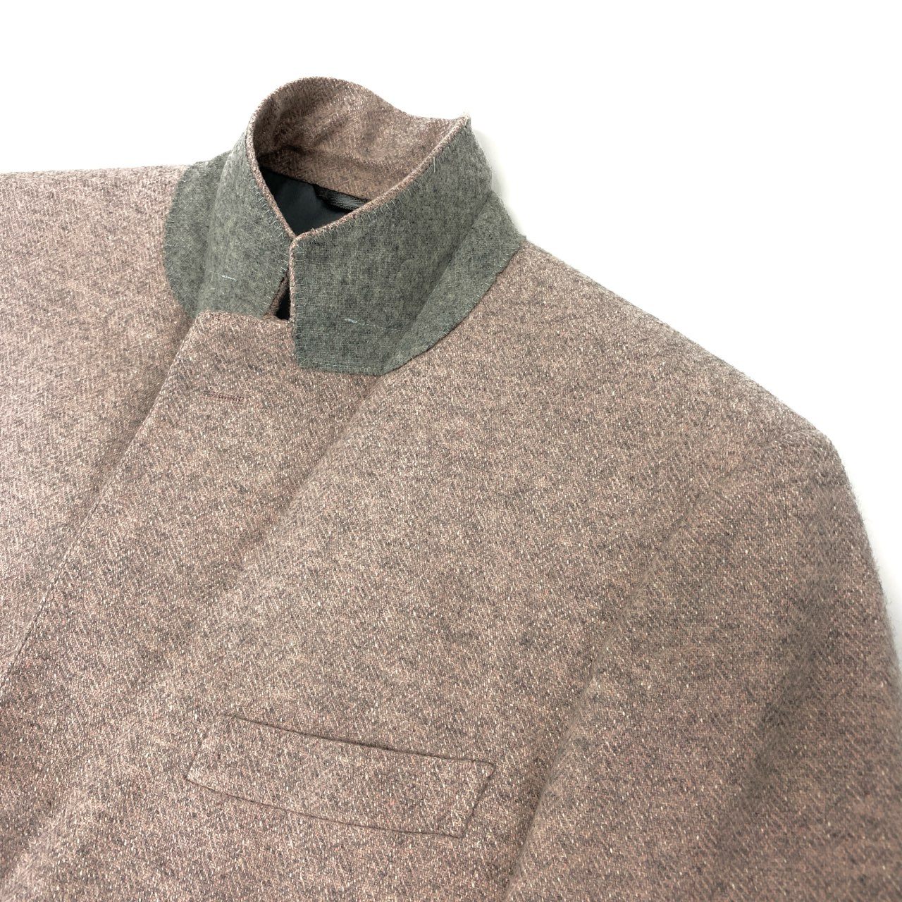 66l1 mila schon ミラショーン テーラードジャケット シングル 2B ヘリンボーン メンズ 紳士服 96 AB5 ピンク グレー ウール カシミヤ シルクu02t