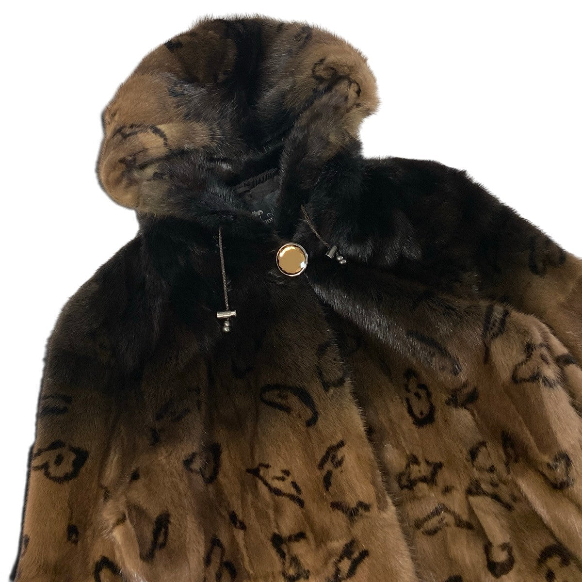 Ej23 【極美品】 ミンクファー フーデット毛皮ジャケット ハーフコート ブラウン 本毛皮 MINK fur レディースu02t