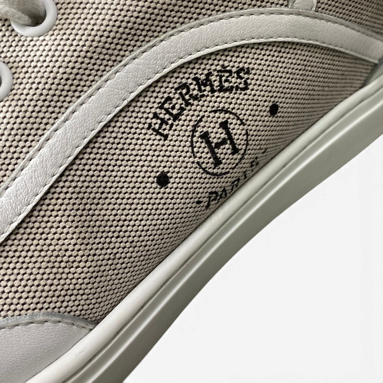 e18 HERMES エルメス ゲット サイドHロゴ スニーカー Get H Logo Low Sneakers サイズ38.5 ホワイト シューズ 保存袋有t18r